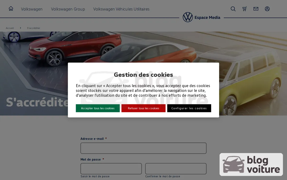 Capture : S'accréditer - Volkswagen | Espace Média Volkswagen France